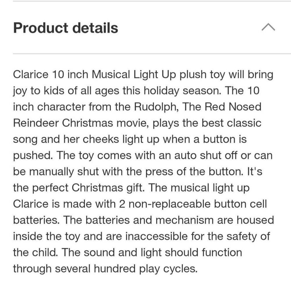 Rudolph The Red-Nosed Reindeer - Clarice 10 Inch Musical Light-Up Stuffed Plush - Picture 6 of 6